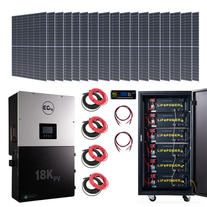 Complete Hybrid Solar Kit - 12,000W 120/240V Output + 30.72kWh EG4 Lithium Powerwall + More Than 14.5 kW Watts of Solar PV