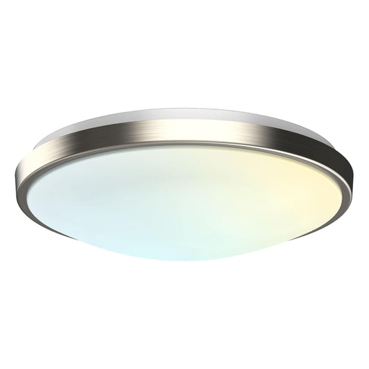 15" Round Brushed Nickel Dimmable Flush Mount Ceiling Light | 1760 Lumens | 22W | 5 Color Switchable (2700K/3000K/3500K/4000K/5000K)