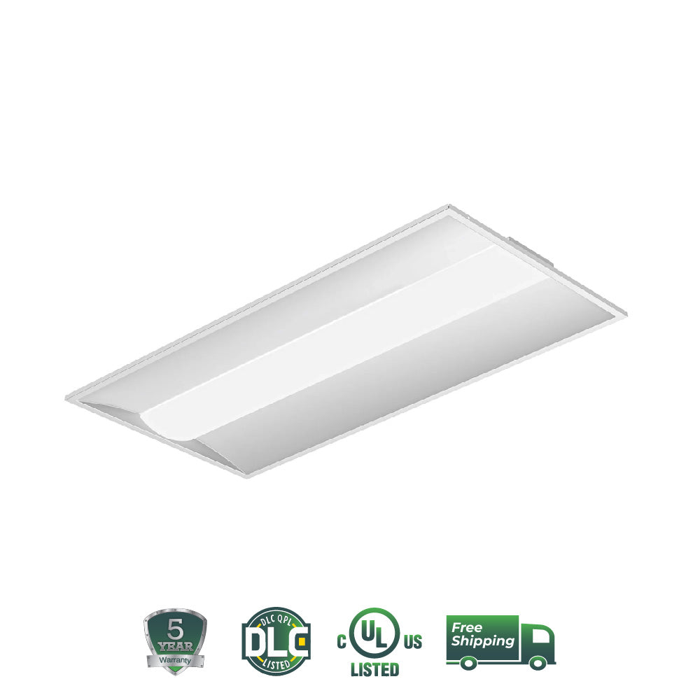 1x4 Center Basket Troffer 5200 Lumens, Selectable Wattage 25W-40W, Selectable CCT 3500K-5000K