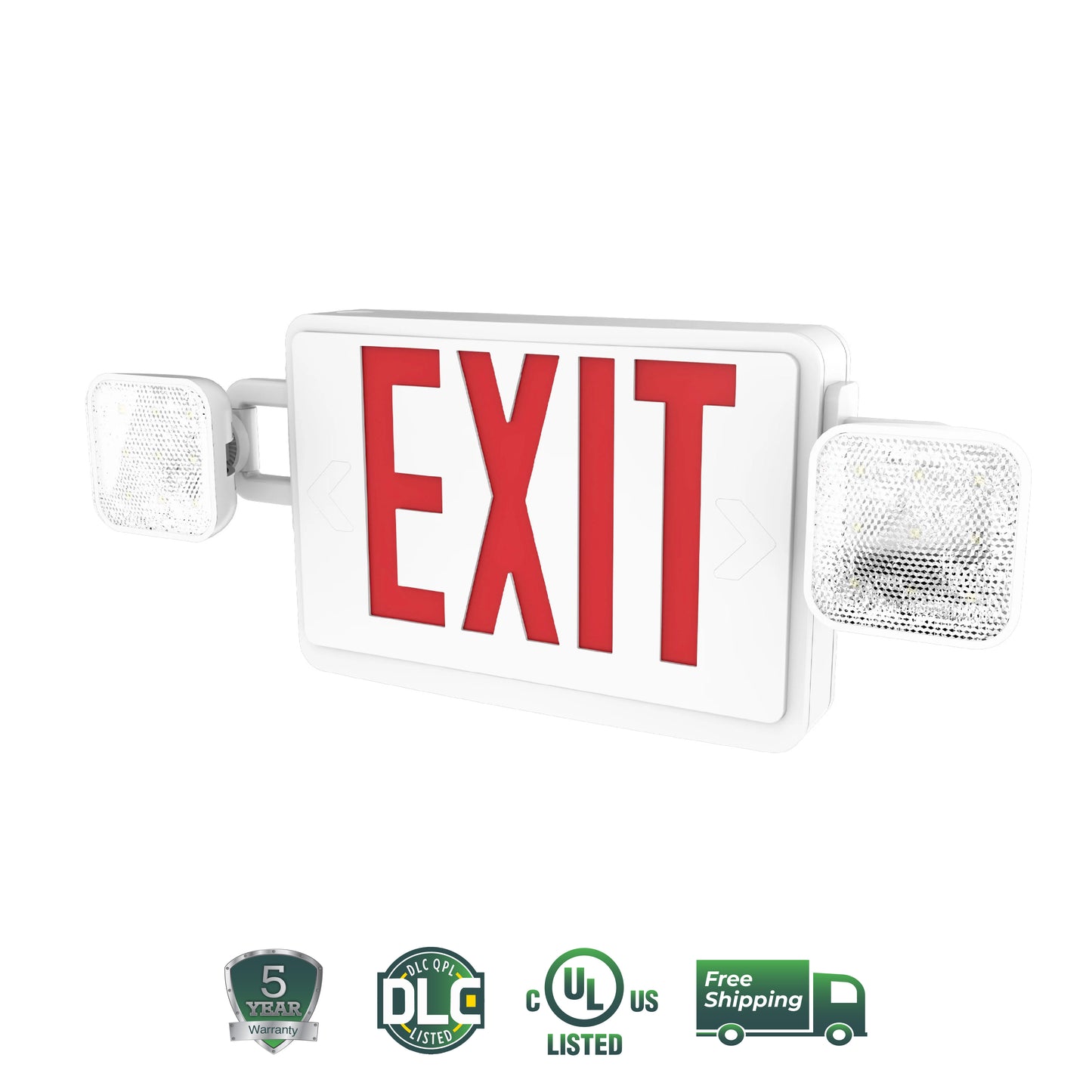 2 Head LED Exit Sign (Red), Floodlight