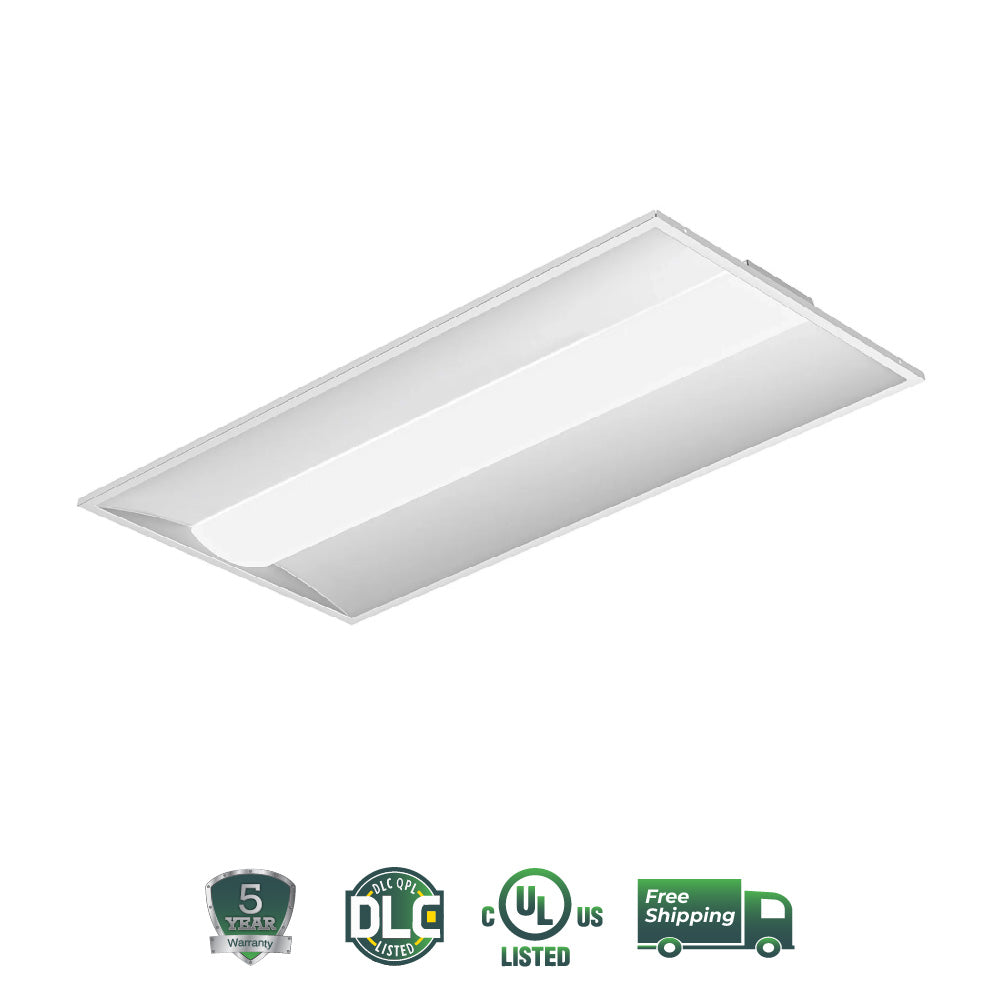 2x4 LED Troffer 7700 Lumens, Adjustable Wattage 50W-72W, Selectable CCT 4000K-6500K CCT