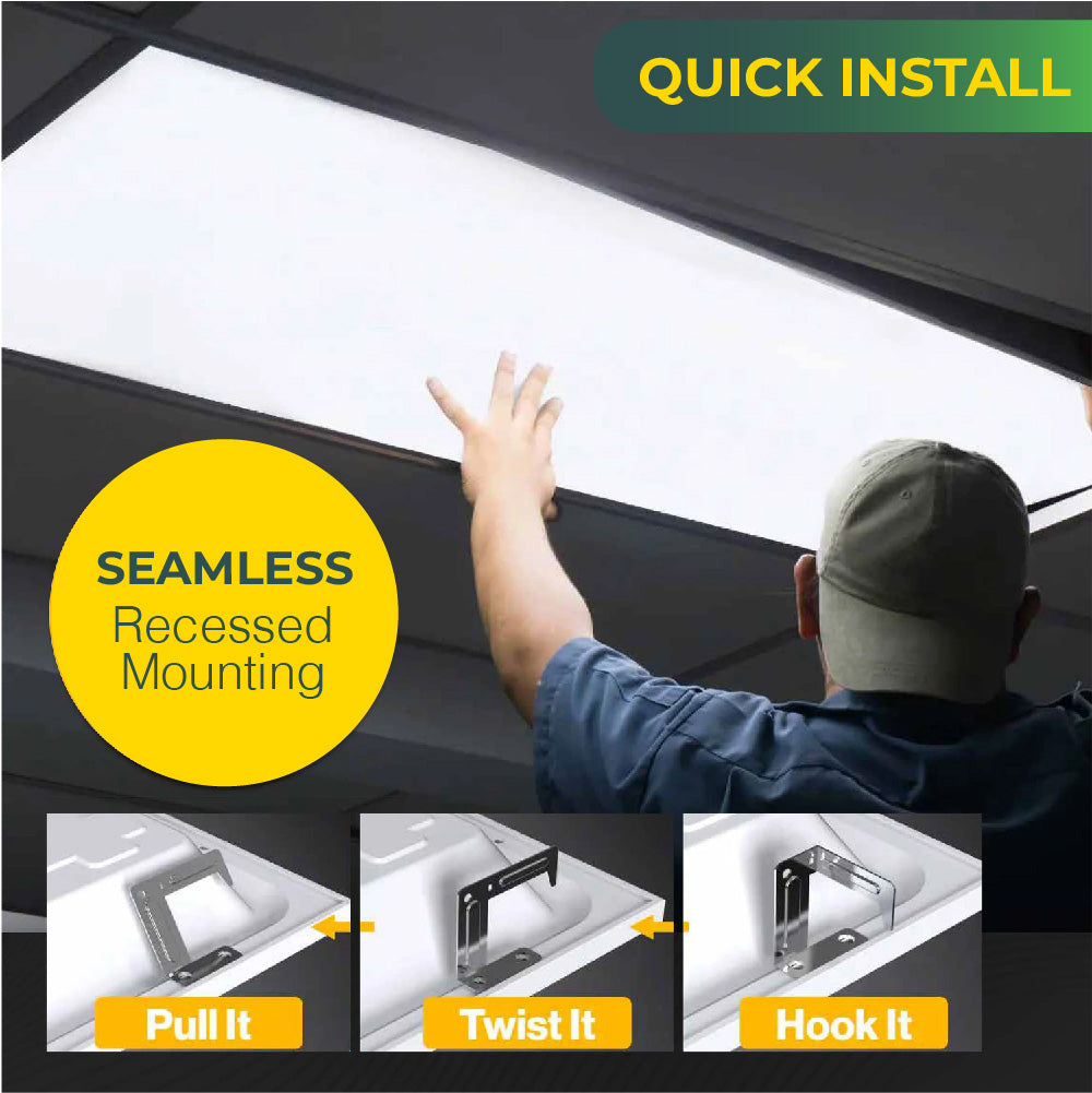 2x4 LED Panel 6500 Lumens, Adjustable Wattage 25W-50W, Selectable CCT 3500K-6500K