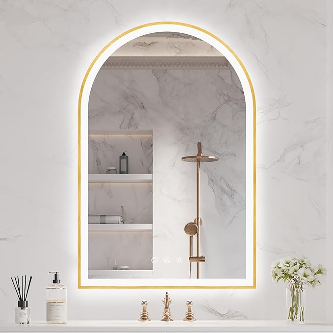 LED mirror with modern design – sleek, illuminated mirror providing enhanced lighting for vanity, bathroom, or makeup use, perfect for clarity and style