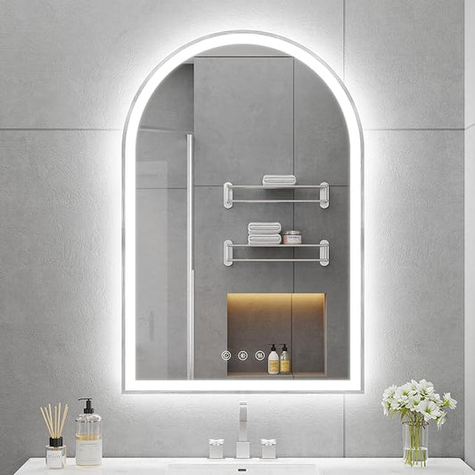 LED mirror with modern design – sleek, illuminated mirror providing enhanced lighting for vanity, bathroom, or makeup use, perfect for clarity and style