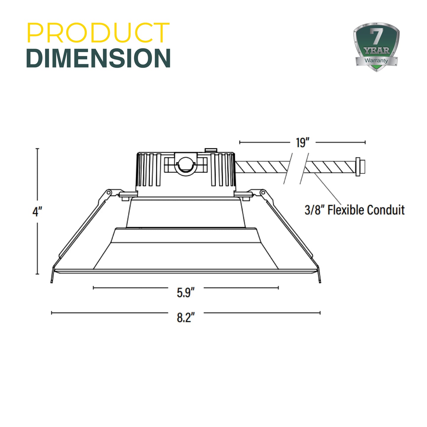 Commercial Recessed LED Lighting, 6 Inch, 22W-15W-10W, Selectable Wattage & CCT, 1800 Lumens