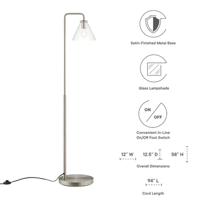 Element Transparent Glass Glass and Metal Floor Lamp