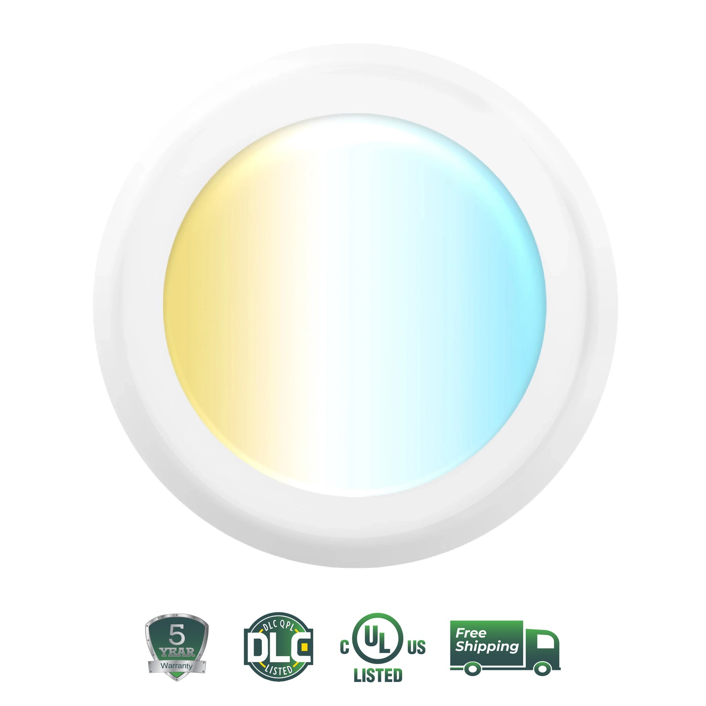 Recessed LED Lighting, 5-6 Inch, Disk Downlight, 18W, Selectable CCT, 1050 Lumens