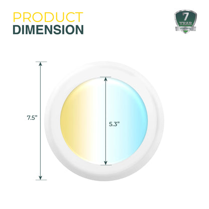 Recessed LED Lighting, 5-6 Inch, Disk Downlight, 15W, Selectable CCT, 1050 Lumens