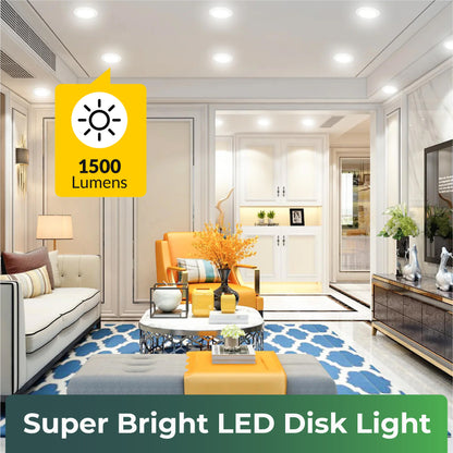 Recessed LED Lighting, 5-6 Inch, Disk Downlight, 15W, Selectable CCT, 1050 Lumens