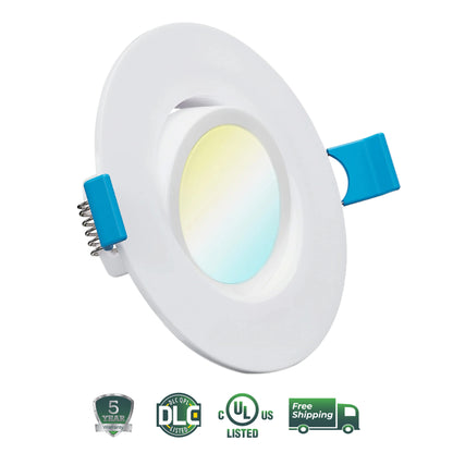 Recessed LED Lighting, 3 Inch, Slim Gimbal, Selectable CCT, 500 Lumens