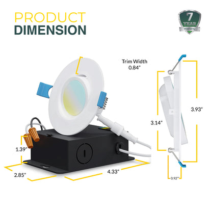 Recessed LED Lighting, 3 Inch, Slim Gimbal, Selectable CCT, 500 Lumens