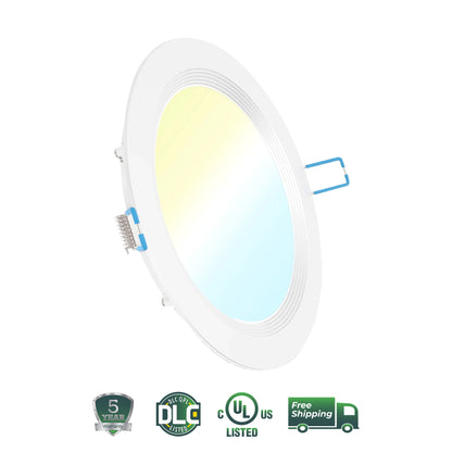 Recessed LED Lighting, 6 Inch, Selectable CCT, Slim, Wafer Thin, Baffle Trim, 850 Lumens