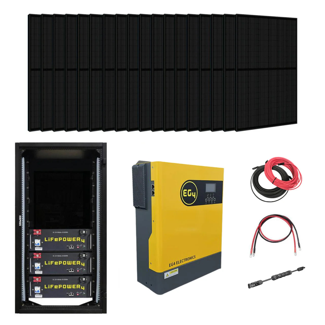 Complete Off-Grid Solar Kit - 3000W 120V Output / 48VDC [15.4kWh EG4-LifePower4 Lithium Powerwall] 48VDC + 4,740 Watts of Solar PV