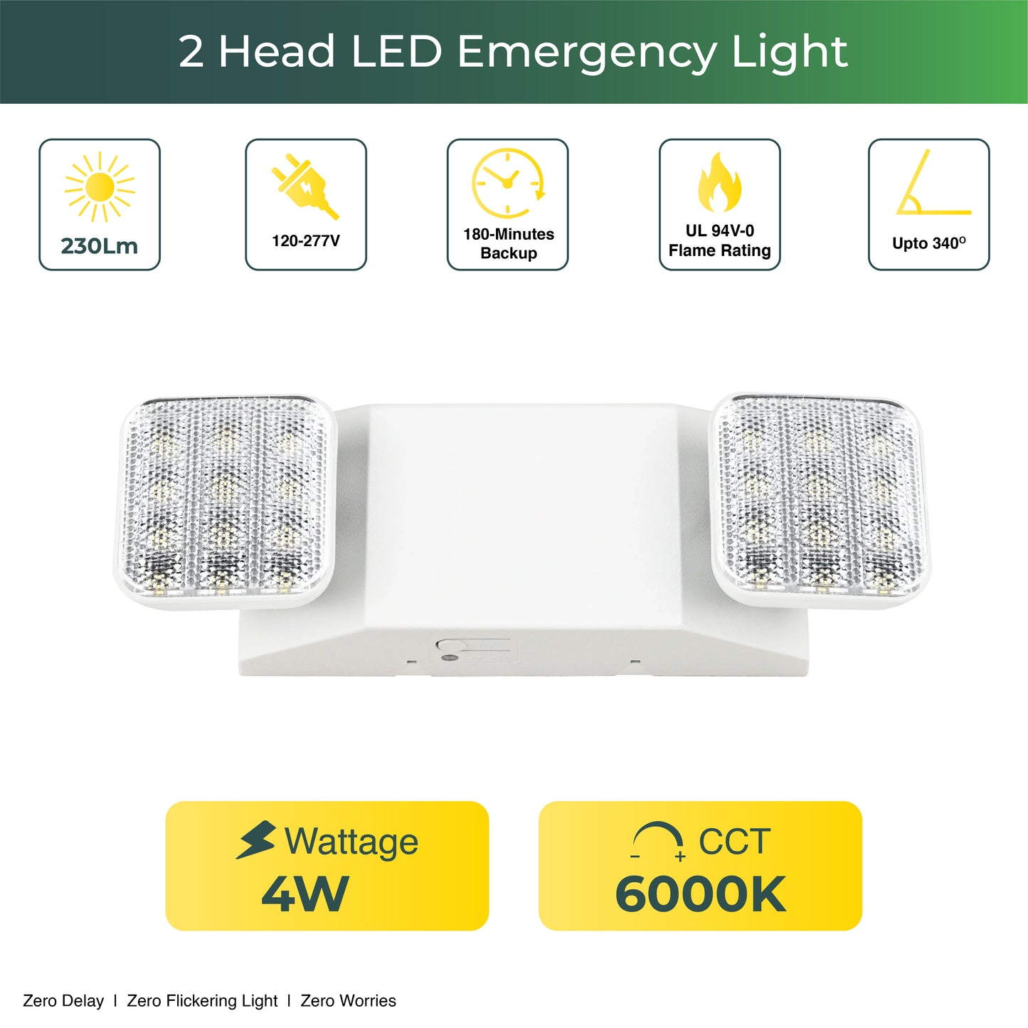 2 Head LED Emergency Light