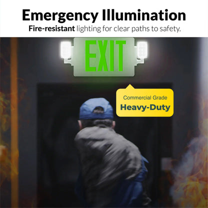 2 Head LED Exit Sign (Green)