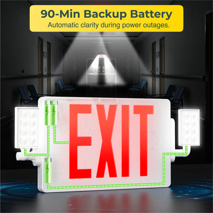 2 Head LED Exit Sign (Red)