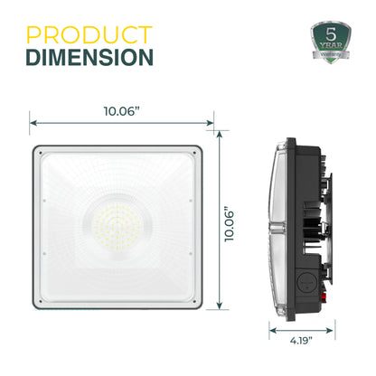 LED Canopy Light, 40W/60W/70W Selectable, 3CCT, UL & DLC Listed