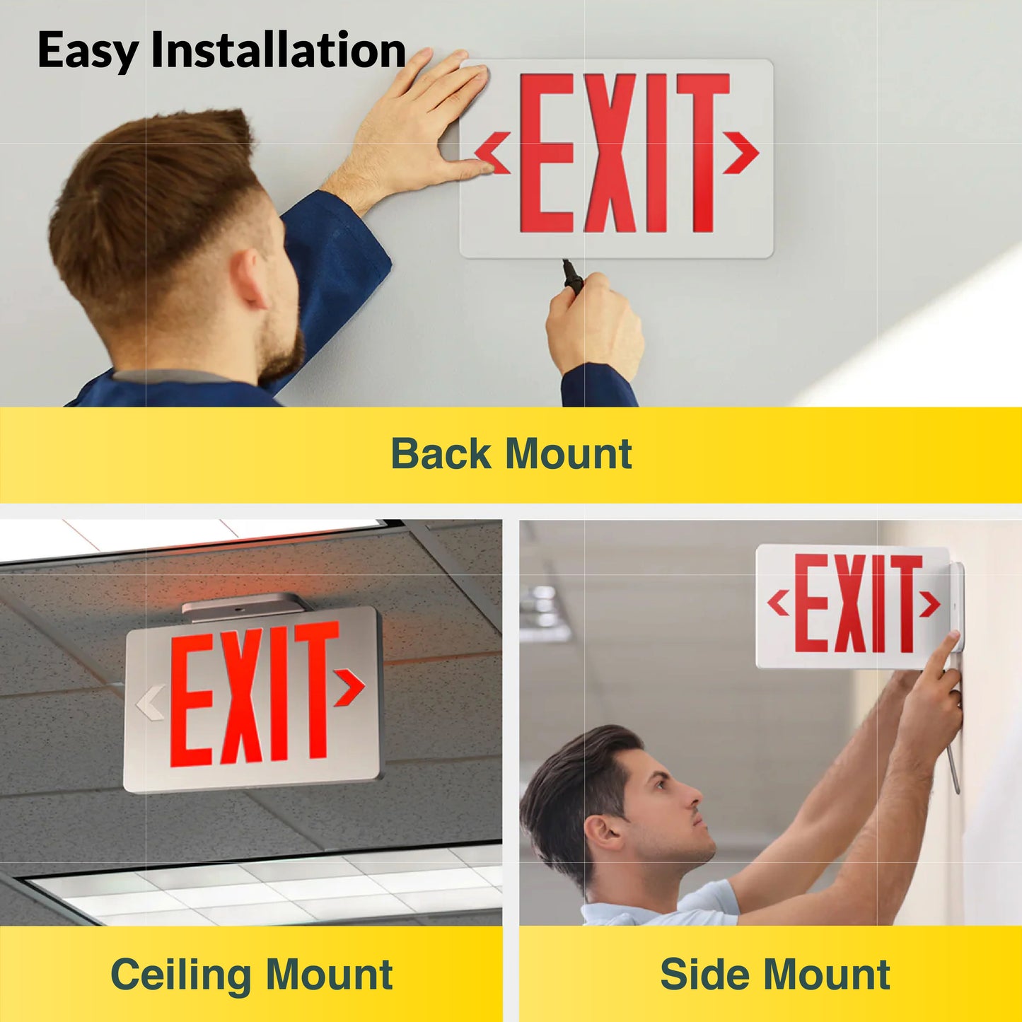 LED Exit Sign (Red), Damp Rated