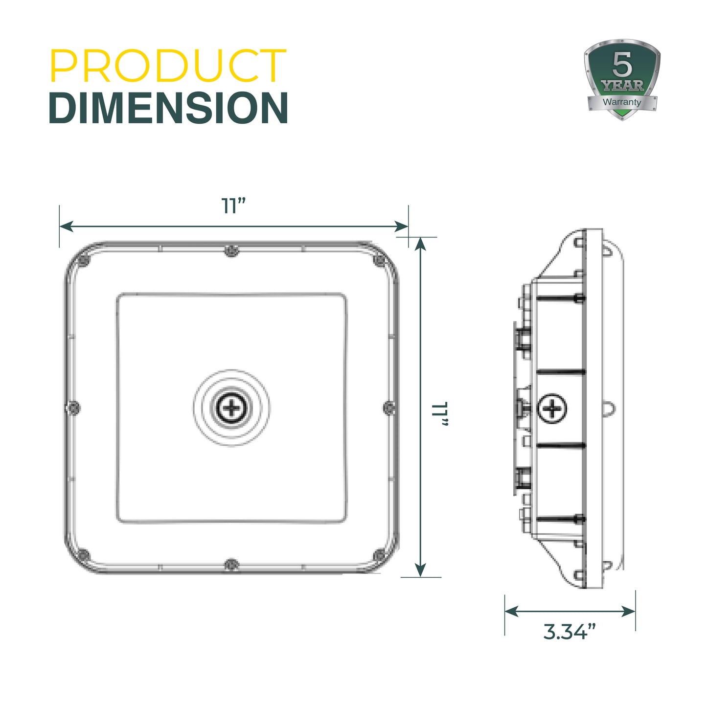 LED Garage Canopy Light, 60W, 80W, 100W , CCT- 3000K, 4000K, 5000K, UL & DLC Listed