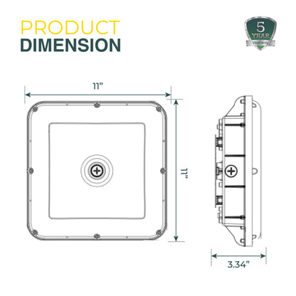 LED Garage Canopy Light, 60W, 80W, 100W , CCT- 3000K, 4000K, 5000K, UL & DLC Listed