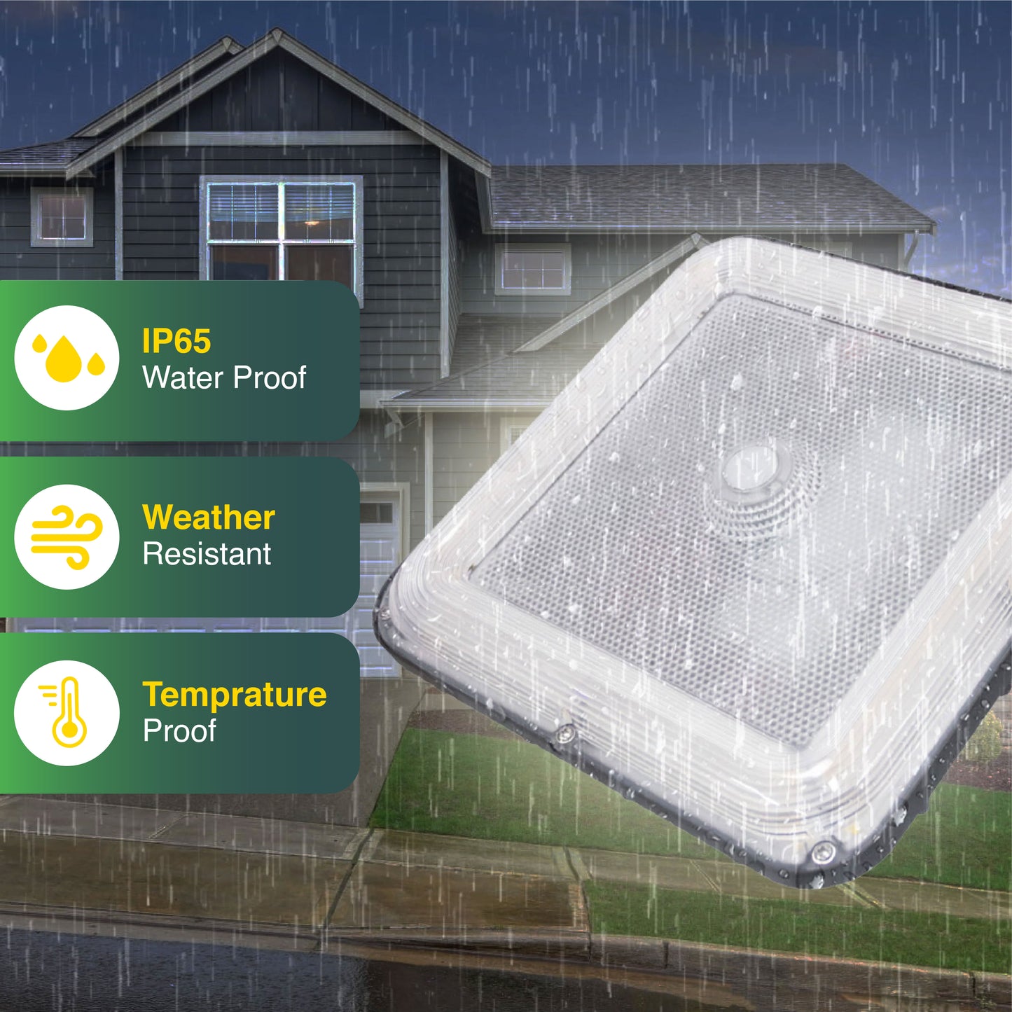 LED Garage Canopy Light, 60W, 80W, 100W , CCT- 3000K, 4000K, 5000K, UL & DLC Listed