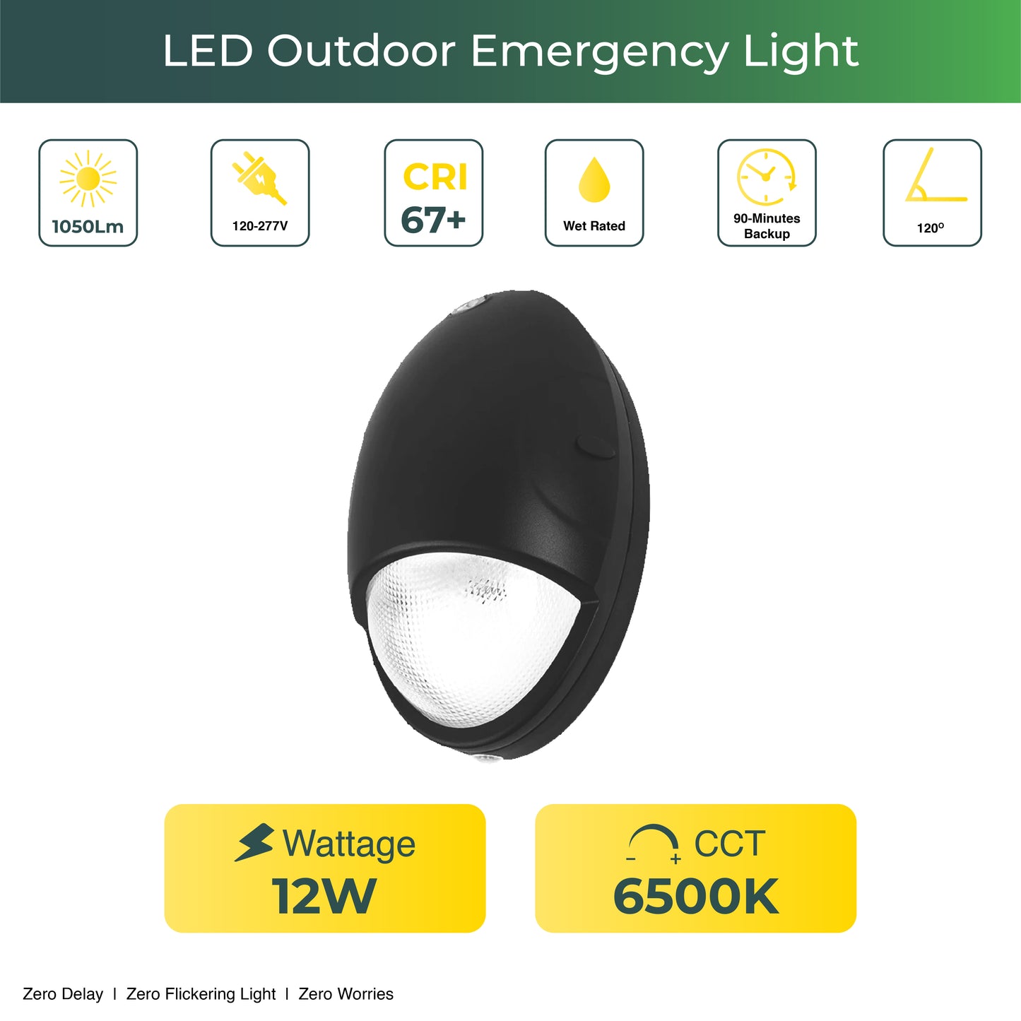 LED Outdoor Emergency Light, Dusk To Dawn, 12W, 1000 Lumens