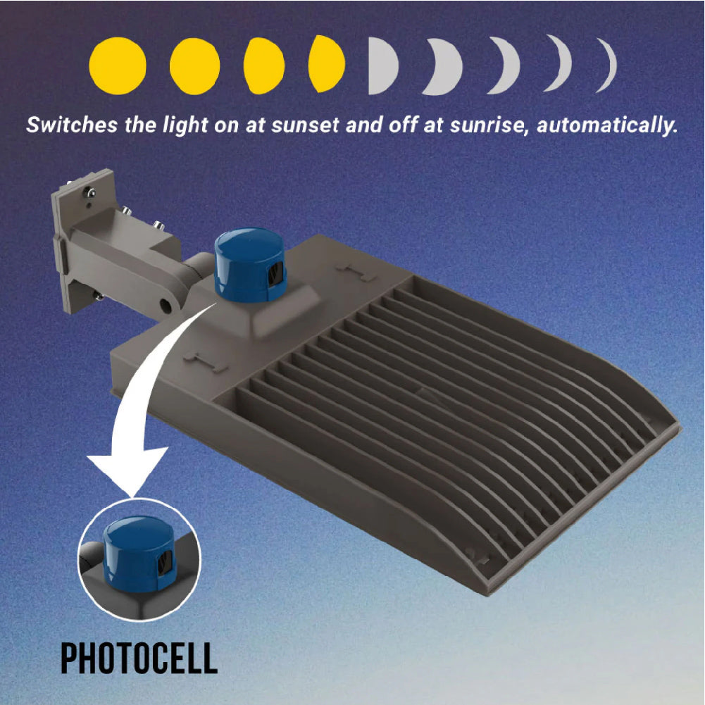 LED Pole Light with Photocell Sensor & Wattage Adjustable – 70W/100W/150W, 22000 Lumens, 5000K, IP65 Waterproof, Universal Mount for Street & Parking Lot