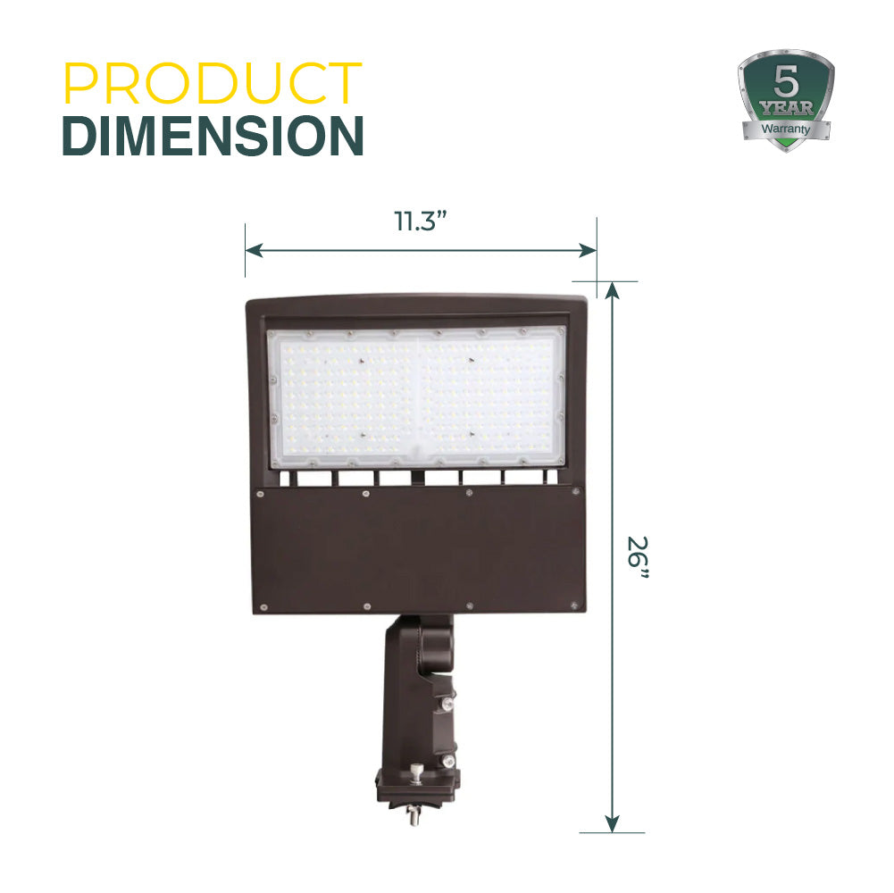 LED Pole Light with Photocell Sensor & Wattage Adjustable – 100W/150W/200W, 27000 Lumens, 5000K, IP65 Waterproof, Universal Mount for Street & Parking Lot