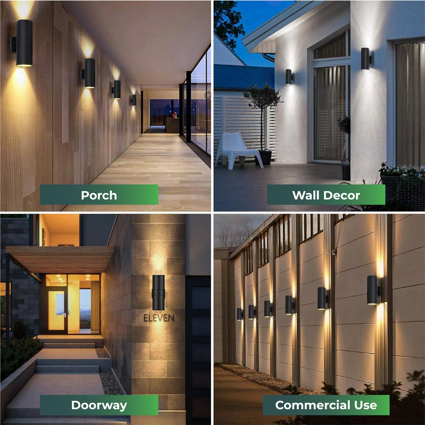 Up and Down Outdoor Lights | 18W RGBW Color Changing Wall Sconce - 1100LM 120V LED Porch Lighting with RF Remote