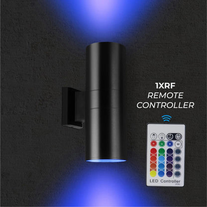 Up and Down Outdoor Lights | 72W RGBW Color Changing Wall Sconce - 7200LM 120V LED Porch Lighting with RF Remote