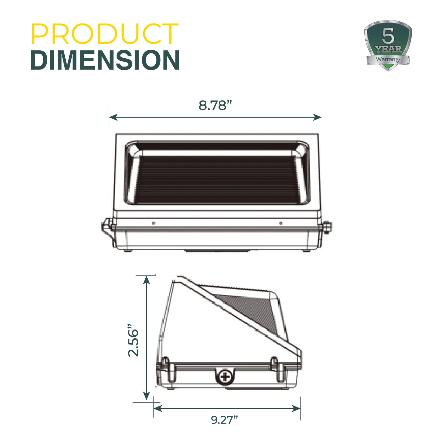 LED Wall Pack Light with  80W/100W/120W Tunable  3500K/4000K/5000K 15600LM, Forward Throw, Waterproof Wall Mount Security Lighting, , ETL&DLC 5.1