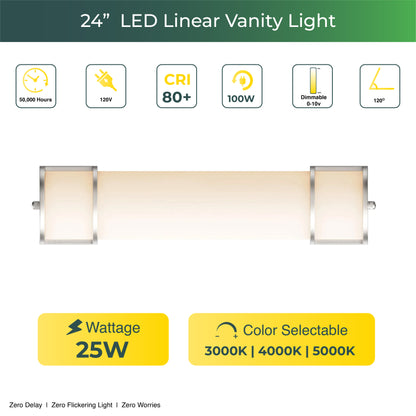 Elegant Glow LED Linear Vanity Light | Streamlined Design for Modern Elegance | 24 inch