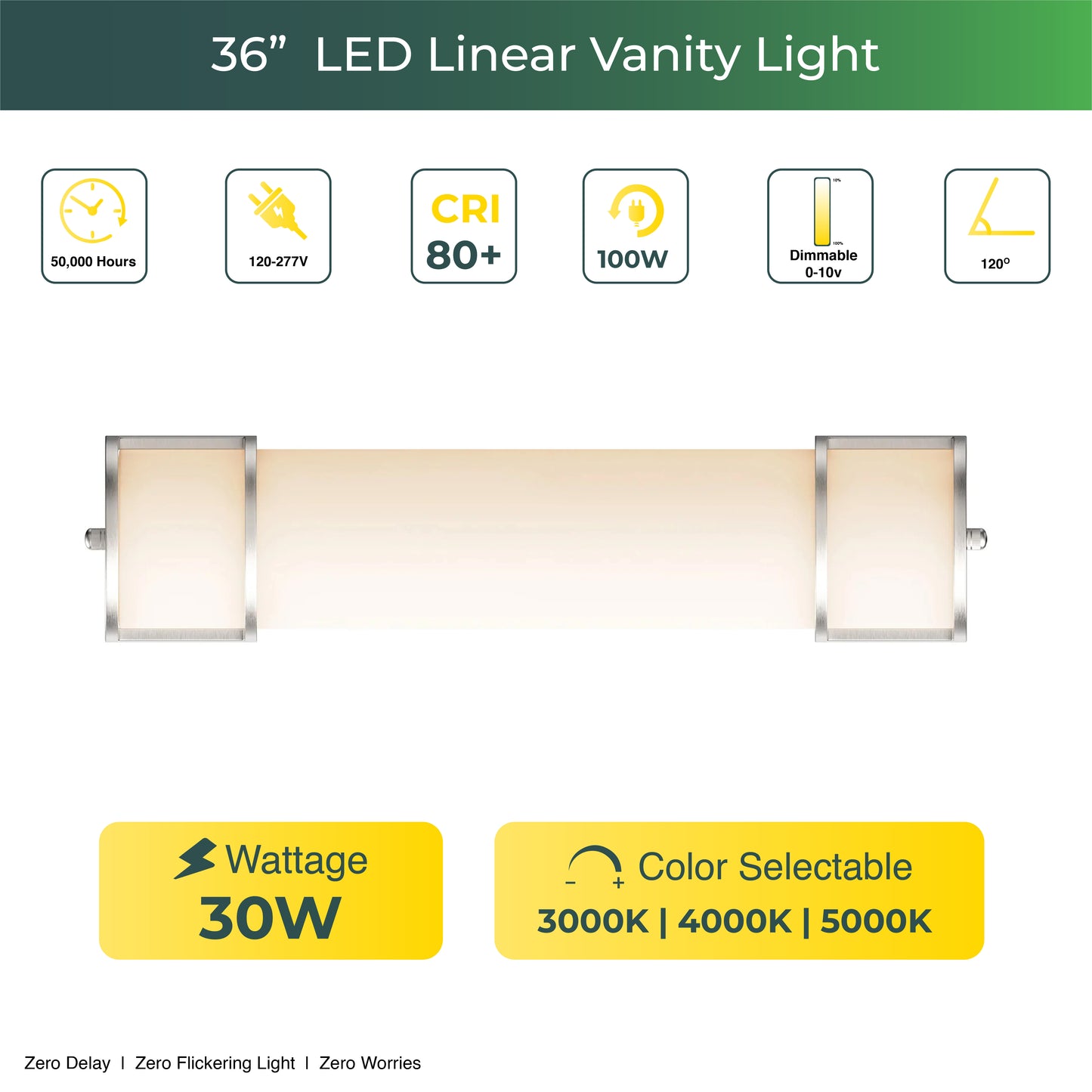 Elegant Glow LED Linear Vanity Light | Streamlined Design for Modern Elegance | 36 inch