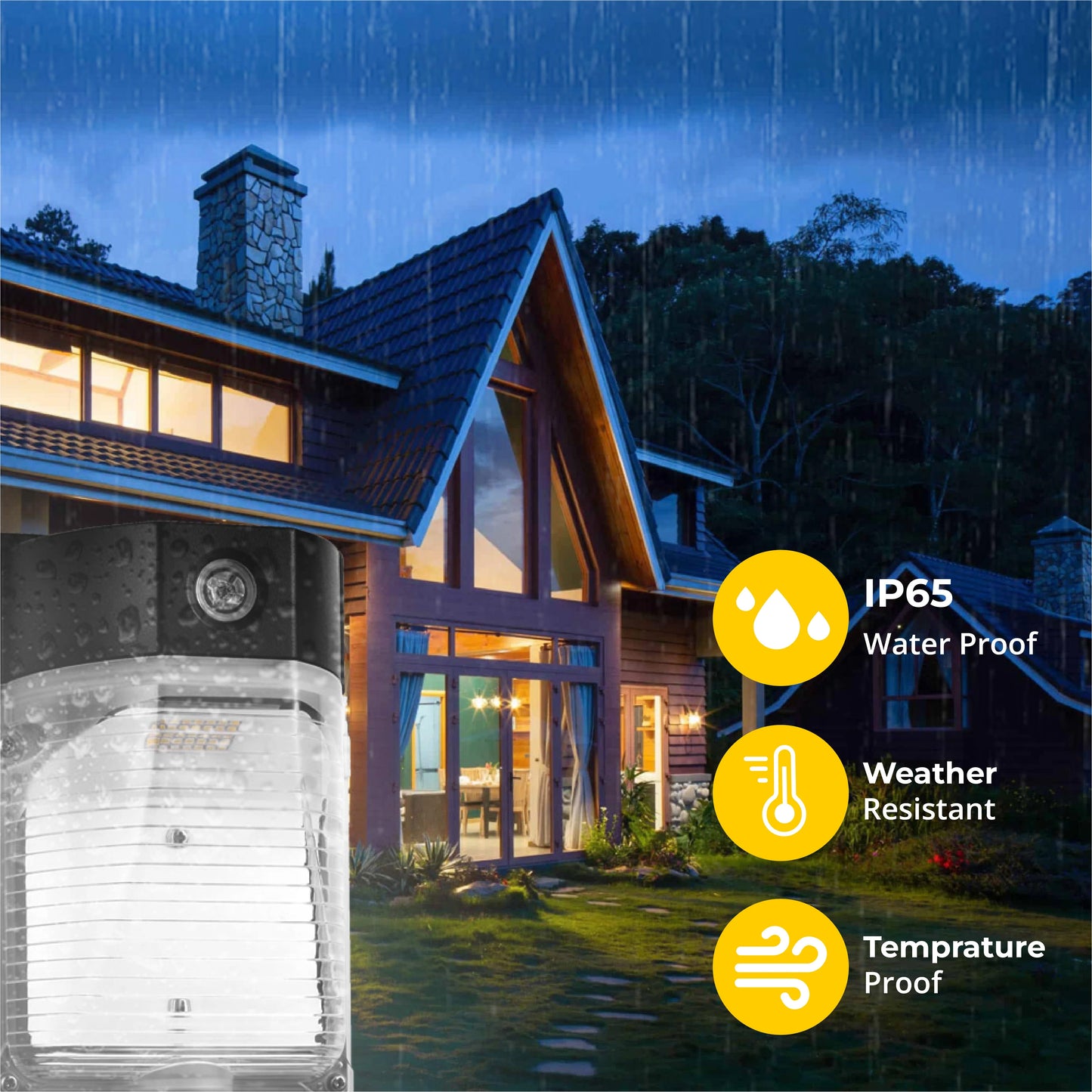 30W LED Wall Pack Light with Photocell, 3450LM 5000K Daylight Dusk to Dawn, Waterproof Security Lighting