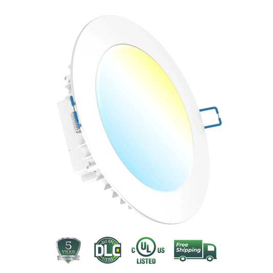 Recessed LED Lighting, 6 Inch, Slim, Selectable, Integrated Junction Box, 850 Lumens