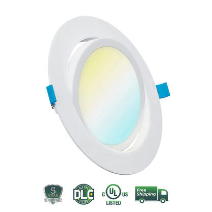 Recessed LED Lighting, 6 Inch, Slim Gimbal, Selectable CCT, 900 Lumens