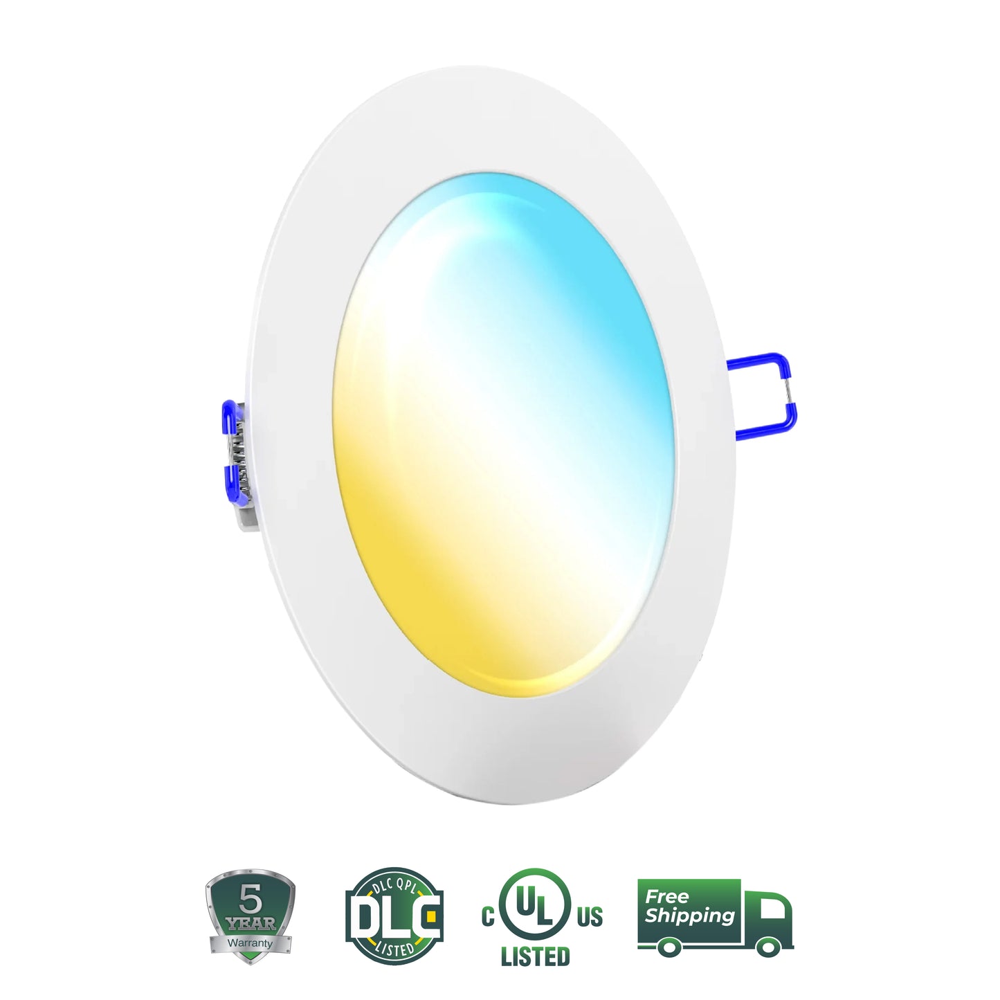 Recessed LED Lighting, 6 Inch, Slim, Wafer Thin, Selectable CCT, 1250 Lumens