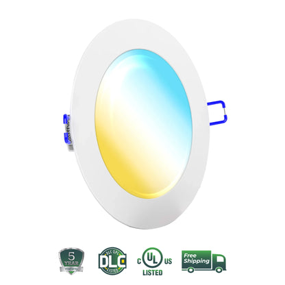 Recessed LED Lighting, 6 Inch, Slim, Wafer Thin, Selectable CCT, 1250 Lumens