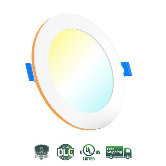 Recessed LED Lighting, 6 Inch, Slim, Wafer Thin, Night Light, Selectable CCT, 1500 Lumens