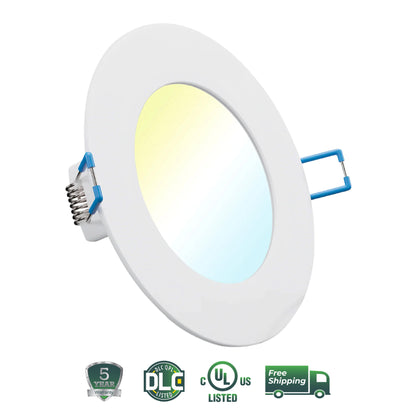 Recessed LED Lighting, 4 Inch, Slim, Selectable CCT, 650 Lumens