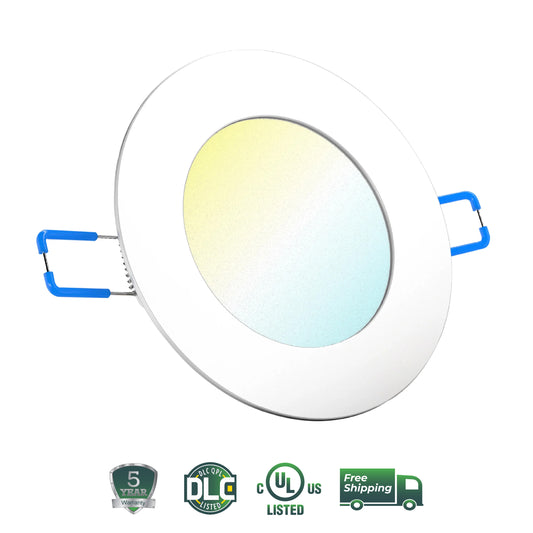 Recessed LED Lighting, 4 Inch, High Lumen Slim, Wafer Thin, Smooth Trim, Selectable CCT, 800 Lumens