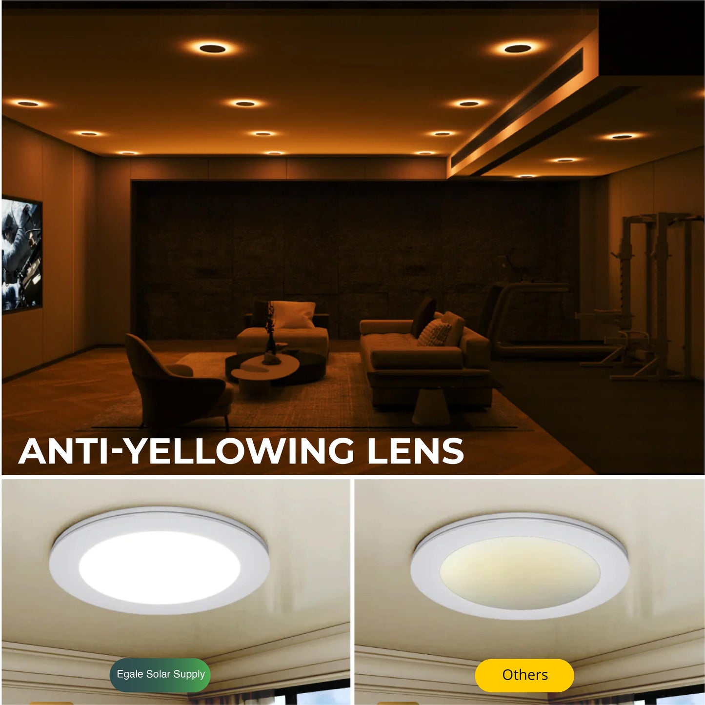 Recessed LED Lighting, 4 Inch, Slim, Wafer Thin, Night Light, Selectable CCT (2700K-5000K), 900 Lumens