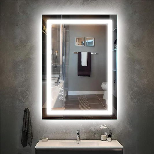 LED mirror with modern design – sleek, illuminated mirror providing enhanced lighting for vanity, bathroom, or makeup use, perfect for clarity and style