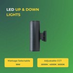 Up and Down Outdoor Lights | 18W Color Changing Wall Sconce - 1100LM 120V LED Porch Lighting