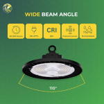 UFO LED High Bay Lights150W/120W/100W Wattage Adjustable, 3500K/4000K/5000K CCT Changeable, 150LM/W to 155LM/W Lumens, 110-277V, 1-10V Dimmable, UL , DLC - Image 2
