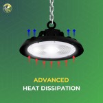 UFO LED High Bay Lights 300W/280W/260W Wattage Adjustable, 3500K/4000K/5000K CCT Changeable, 150LM/W to 155LM/W Lumens, 110-277V, 1-10V Dimmable, UL, DLC - Image 3