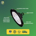 UFO LED High Bay Lights 240W/200W/150W Wattage  Adjustable, 3500K/4000K/5000K CCT Changeable, 150LM/W to 155LM/W Lumens, 110-277V, 1-10V Dimmable UL, DLC - Image 4