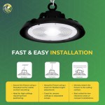 UFO LED High Bay Lights 300W/280W/260W Wattage Adjustable, 3500K/4000K/5000K CCT Changeable, 150LM/W to 155LM/W Lumens, 110-277V, 1-10V Dimmable, UL, DLC - Image 7