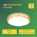 LED Double Ring Golden Flushmount Light -26W with 5-in-1 CCT 2700K/3000K/3500K/4000K/5000K