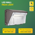 LED Wall Pack Light | 80W/100W/120W Tunable | 3500K-5000K CCT | 15,600LM | Forward Throw | Waterproof Security Lighting | ETL & DLC 5.1 Certified